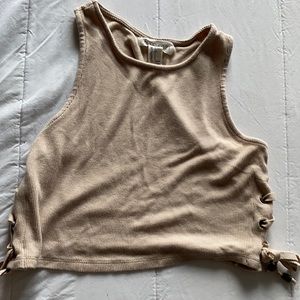 cropped laced tank top